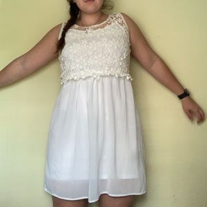 ❤️White crochet top dress